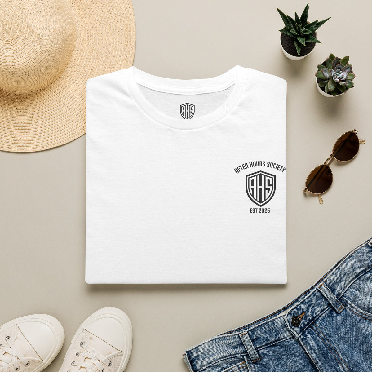 Retro Shield Logo T-Shirt — Est. 2025 Minimal Chest Emblem
